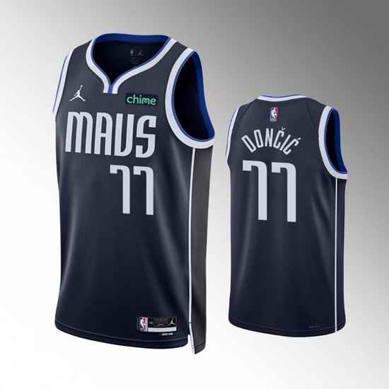 Men Dallas Mavericks #77 Luka Doncic Navy Statement Edition Stitched Basketball Jersey->dallas mavericks->NBA Jersey