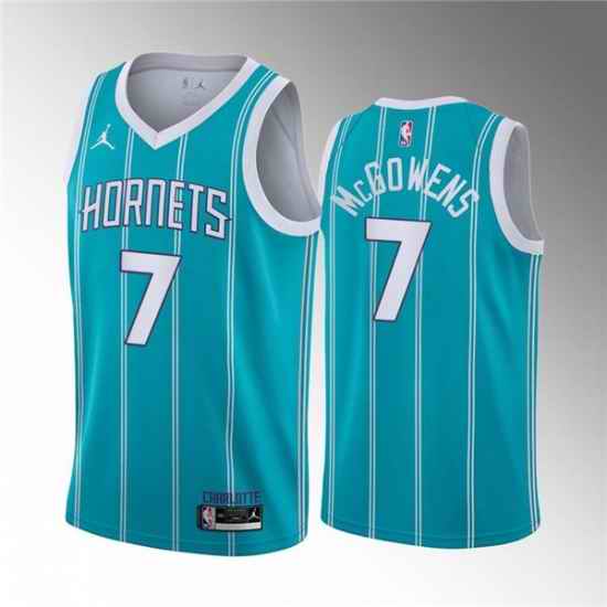 Men's Charlotte Hornets #7 Bryce McGowens Aqua Stitched Basketball Jersey->charlotte hornets->NBA Jersey