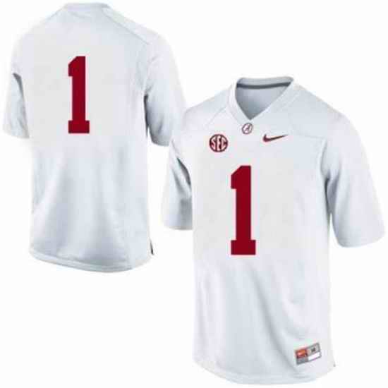 Men's Nike Alabama Crimson Tide NO. #1 Replica White NCAA Jersey->others->NCAA Jersey
