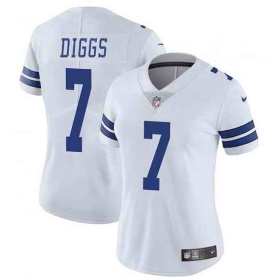 Women Nike Dallas Cowboys Trevon Diggs #7 White Vapor Limited Jersey->women nfl jersey->Women Jersey