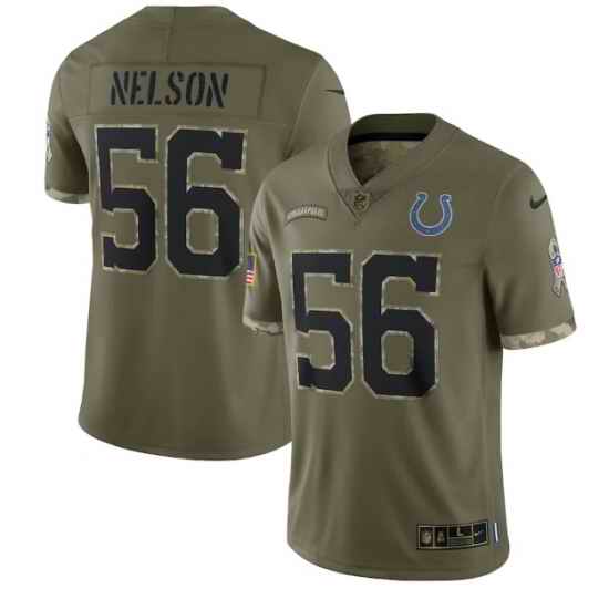 Men Indianapolis Colts #56 Quenton Nelson Olive 2022 Salute To Service Limited Stitched Jersey->indianapolis colts->NFL Jersey