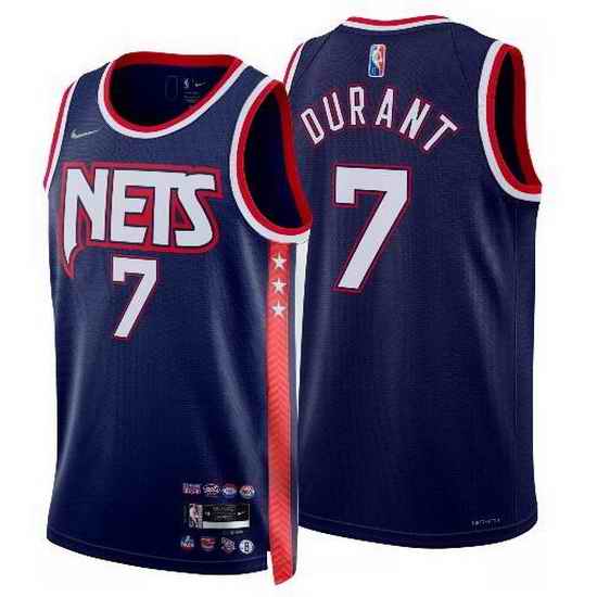 Men Brooklyn Nets #7 Kevin Durant Navy Nike 2021-22 City Edition Swingman Jersey->brooklyn nets->NBA Jersey