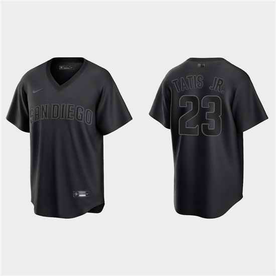 Men San Diego Padres #23 Fernando Tatis Jr  Black Pitch Black Fashion Replica Stitched Jersey->seattle mariners->MLB Jersey