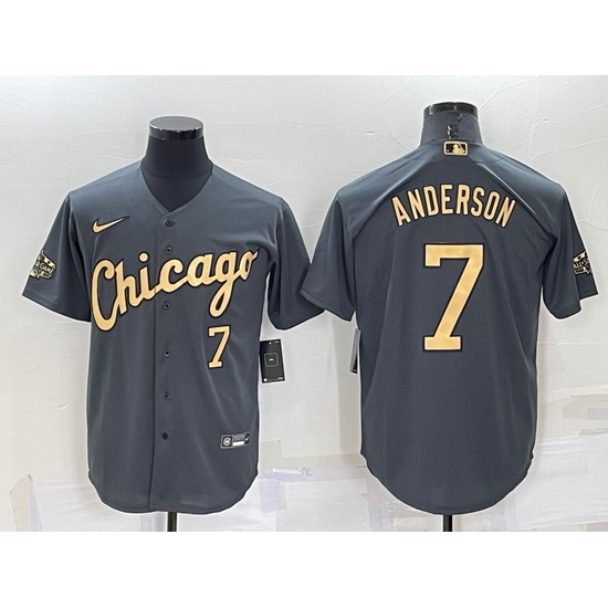 Men Chicago White Sox #7 Tim Anderson 2022 All Star Charcoal Cool Base Stitched Baseball Jersey->chicago cubs->MLB Jersey