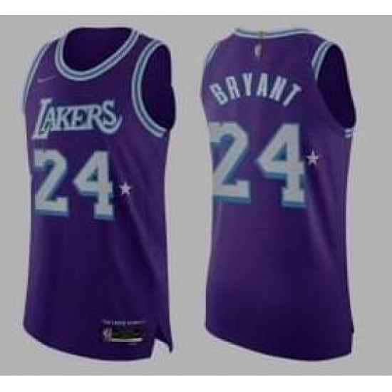 Men Nike Los Angeles Lakers Kobe Bryant purple 2021 75th anniversary Jersey->youth nba jersey->Youth Jersey