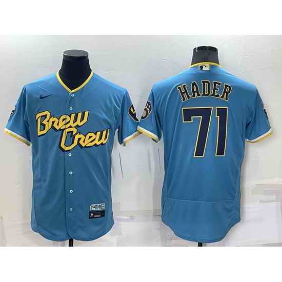 Men Milwaukee Brewers #71 Josh Hader 2022 Powder Blue City Connect Flex Base Stitched Jersey->new york mets->MLB Jersey