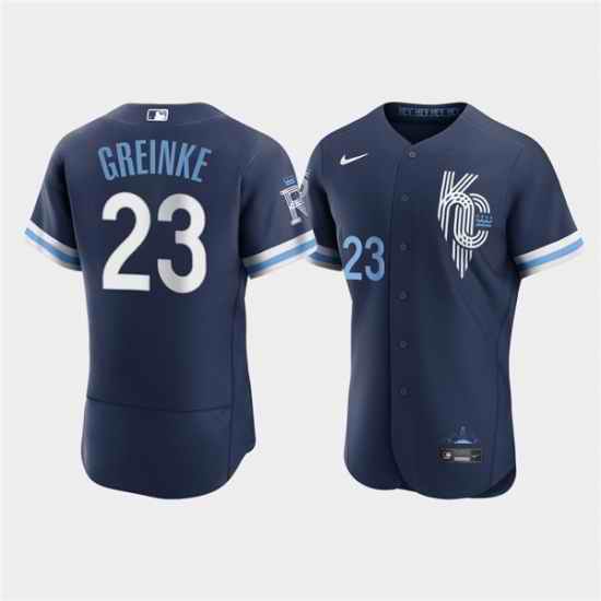 Men Kansas City Royals #23 Zack Greinke 2022 Navy City Connect Flex Base Stitched MLB jersey->kansas city royals->MLB Jersey