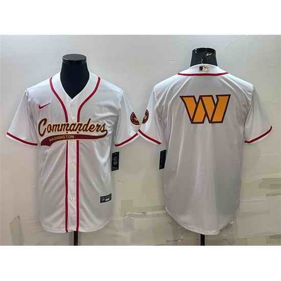 Men Washington Commanders White Team Big Logo With Patch Cool Base Stitched Baseball Jersey->arizona cardinals->NFL Jersey