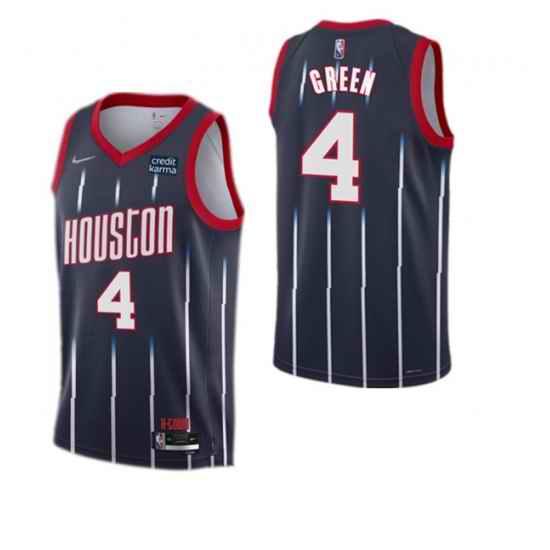 Men Houston Rockets #4 Jalen Green 2021 22 City Edition 75th Anniversary Navy Stitched Basketball Jersey->toronto raptors->NBA Jersey