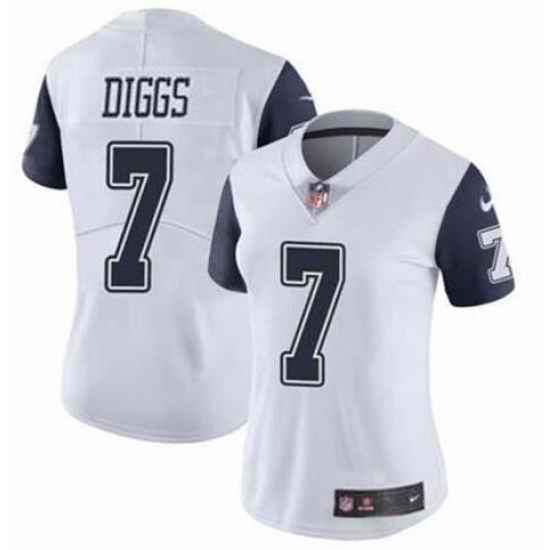 Women Nike Dallas Cowboys Trevon Diggs #7 Rush Vapor Limited Jersey->women nfl jersey->Women Jersey