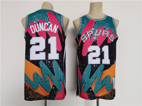 Men's San Antonio Spurs #21 Tim Duncan Throwback basketball Jersey->los angeles lakers->NBA Jersey