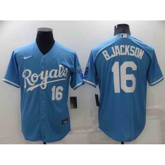Men Kansas City Royals #16 Bo Jackson Light Blue Cool Base Stitched jersey->kansas city royals->MLB Jersey