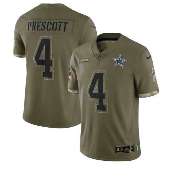 Men Dallas Cowboys #4 Dak Prescott Olive 2022 Salute To Service Limited Stitched Jersey->cleveland browns->NFL Jersey