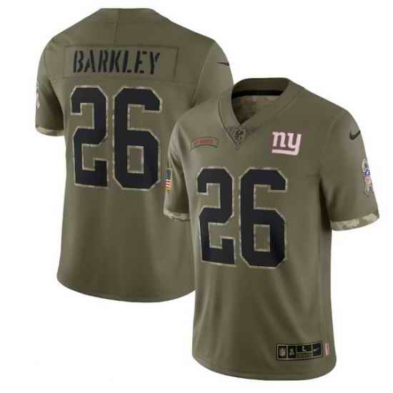 Men New York Giants #26 Saquon Barkley Olive 2022 Salute To Service Limited Stitched Jersey->new york giants->NFL Jersey