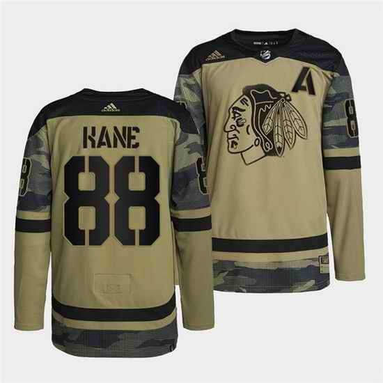 Men Chicago Blackhawks #88 Patrick Kane 2022 Camo Military Appreciation Night White Stitched jersey->columbus blue jackets->NHL Jersey