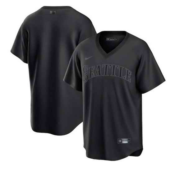Men Seattle Mariners Blank Black Pitch Black Fashion Replica Stitched Jersey->houston astros->MLB Jersey