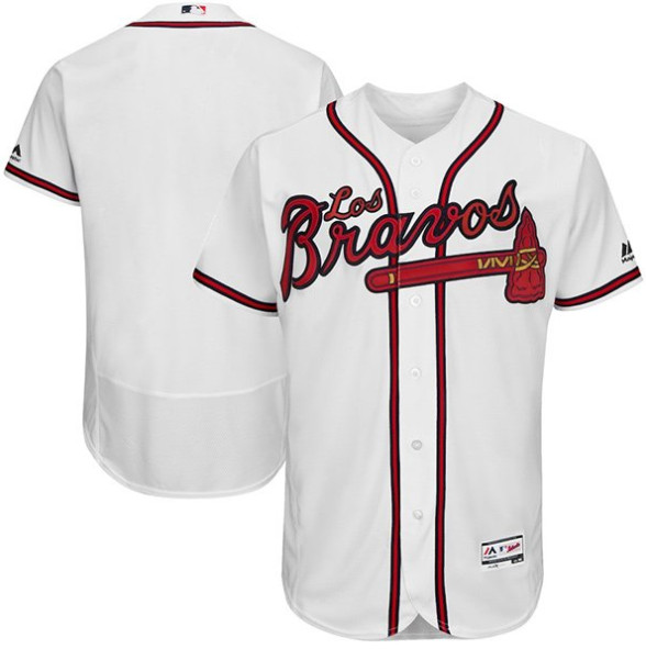 Men's Atlanta Braves Blank White los bravos Flex Base Stitched Baseball Jersey->chicago cubs->MLB Jersey