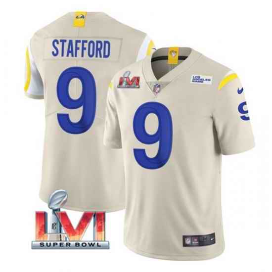 Nike Los Angeles Rams #9 Matthew Stafford Bone 2022 Super Bowl LVI Vapor Limited Jersey->los angeles rams->NFL Jersey