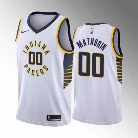 Men's Indiana Pacers #00 Bennedict Mathurin White Association Edition Stitched Basketball Jersey->denver nuggets->NBA Jersey