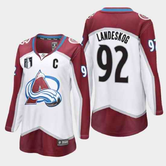 Women Colorado Avalanche #92 Gabriel Landeskog White Stitched Stanley Cup NHL Jersey->->Custom Jersey