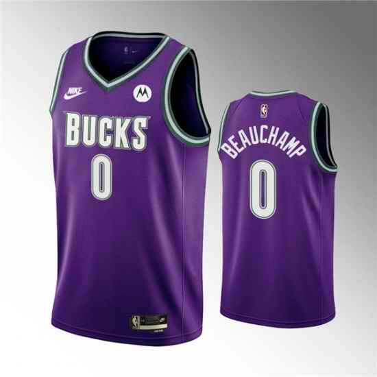 Men Milwaukee Bucks #0 MarJon Beauchamp 2022 23 Purple Classic Edition Swingman Stitched Basketball Jersey->charlotte hornets->NBA Jersey
