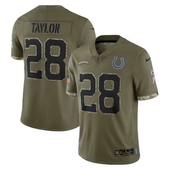 Men Indianapolis Colts #28 Jonathan Taylor Olive 2022 Salute To Service Limited Stitched Jersey->indianapolis colts->NFL Jersey