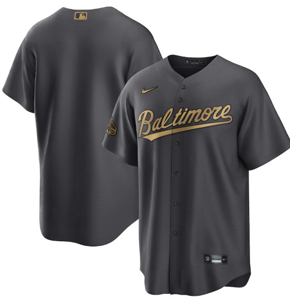Men's Baltimore Orioles Blank Charcoal 2022 All-Star Cool Base Stitched Baseball Jersey->chicago cubs->MLB Jersey