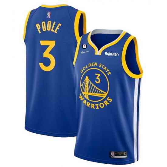 Men Golden State Warriors #3 Jordan Poole Royal With No 6 Patch Stitched Jersey->denver nuggets->NBA Jersey