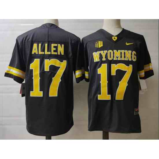 Men NCAA Wyoming #17 Josh Allen Black Jersey->customized ncaa jersey->Custom Jersey
