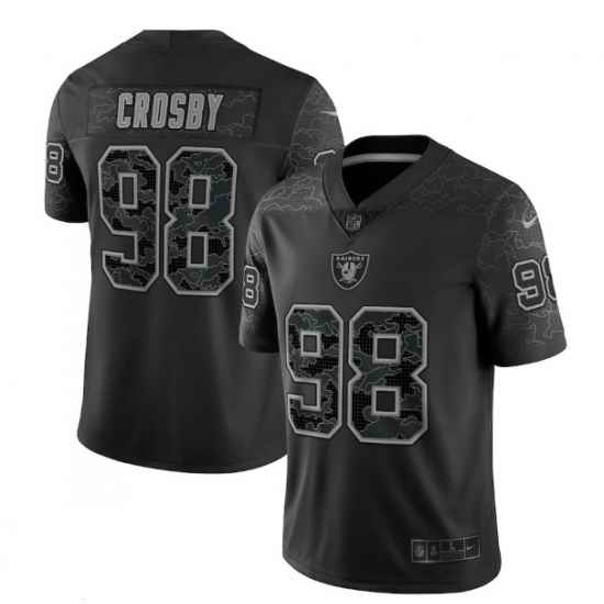 Men Las Vegas Raiders #98 Maxx Crosby Black Reflective Limited Stitched Football Jersey->los angeles chargers->NFL Jersey