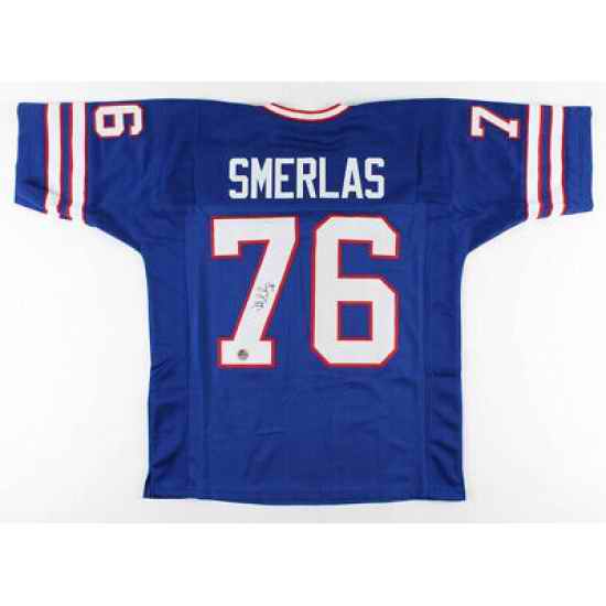 Men Buffalo bills #76 Fred Smerlas Blue  jersey->ohio state buckeyes->NCAA Jersey