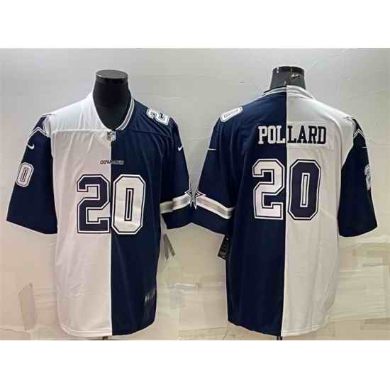 Men Dallas Cowboys #20 Tony Pollard Navy White Split Vapor Untouchable Limited Stitched Jersey->dallas cowboys->NFL Jersey