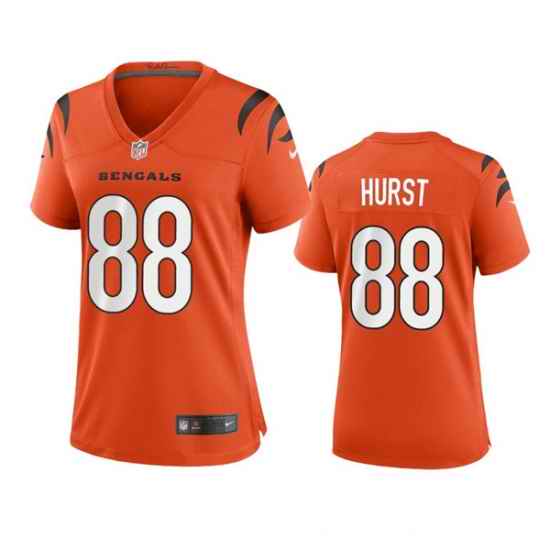 Women Cincinnati Bengals #88 Hayden Hurst Orange Stitched Game Jersey->women nfl jersey->Women Jersey