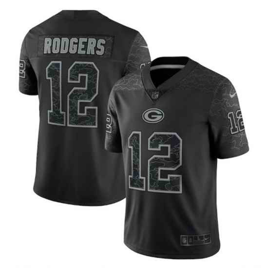 Men Green Bay Packers #12 Aaron Rodgers Black Reflective Limited Stitched Football Jersey->green bay packers->NFL Jersey
