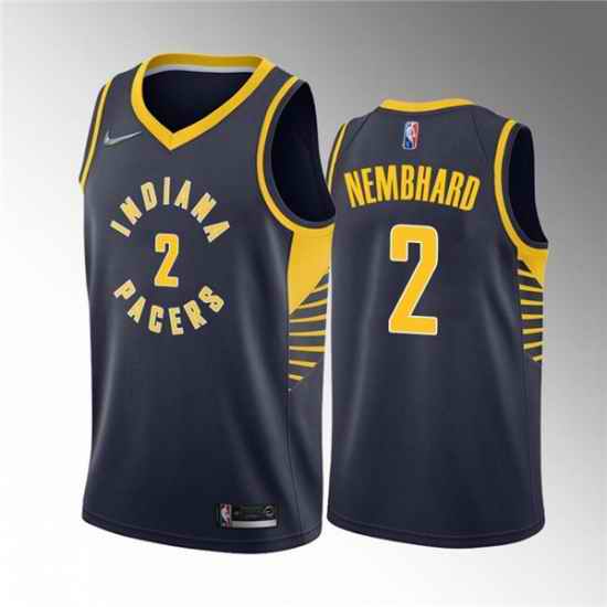 Men's Indiana Pacers #2 Andrew Nembhard Navy Icon Edition 75th Anniversary Stitched Basketball Jerseys->denver nuggets->NBA Jersey