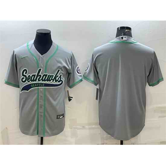 Men Seattle Seahawks Blank Grey With Patch Cool Base Stitched Baseball Jersey->seattle seahawks->NFL Jersey