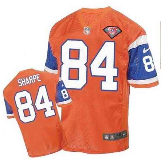 Men Nike Broncos #84 Shannon Sharpe Orange Stitched 75TH Anniversay Patch Jersey->denver broncos->NFL Jersey