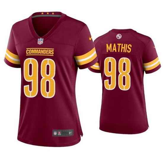 Women Washington Commanders #98 Phidarian Mathis 2022 Burgundy Game Stitched Jersey 28Run Small 2->youth nfl jersey->Youth Jersey