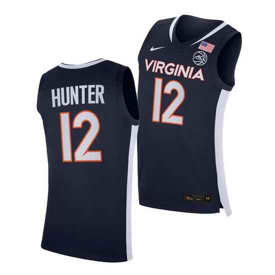 Virginia Cavaliers De'Andre Hunter Virginia Cavaliers Navy Road Secondary Logo Jersey->virginia cavaliers->NCAA Jersey