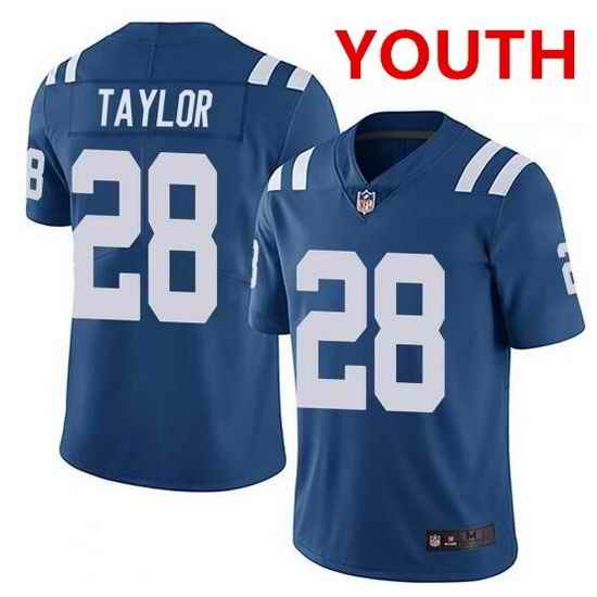 Youth indianapolis colts #28 jonathan taylor blue stitched nike jersey->youth nfl jersey->Youth Jersey