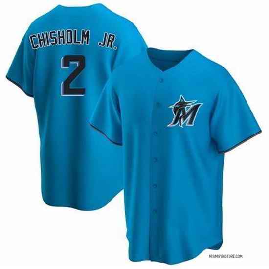 Men Miami Marlins #2 Jazz Chisholm Jr. Blue Cool Base Stitched Jersey->minnesota twins->MLB Jersey