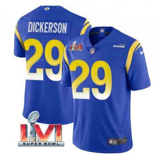 Nike Los Angeles Rams #29 Eric Dickerson Royal 2022 Super Bowl LVI Vapor Limited Jersey->los angeles rams->NFL Jersey