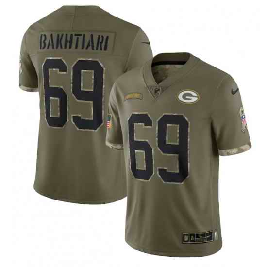 Men Green Bay Packers #69 David Bakhtiari Olive 2022 Salute To Service Limited Stitched Jersey->green bay packers->NFL Jersey