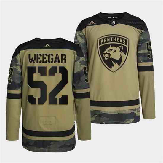 Men Florida Panthers #52 MacKenzie Weegar 2022 Camo Military Appreciation Night Stitched jersey->los angeles kings->NHL Jersey