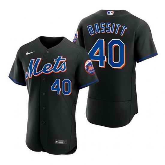 Men New York Mets #40 Chris Bassitt Black Flex Base Stitched jersey->new york mets->MLB Jersey