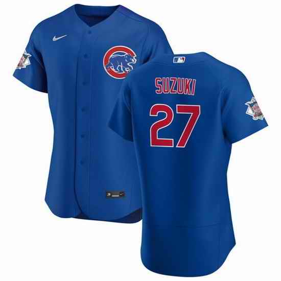 Men Chicago Cubs #27 Seiya Suzuki Blue Flex Base Stitched jersey->chicago cubs->MLB Jersey