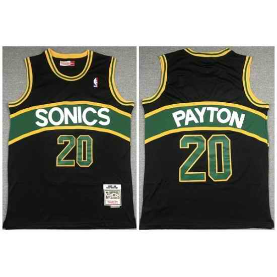 Men Seattle Supersonic #20 Gary Payton Black 1994 95 Throwback SuperSonics Stitched->new york knicks->NBA Jersey