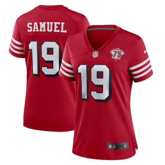 Women Nike San Francisco 49ers #19 Deebo Samuel Red Rush 75th Anniversary Stitched NFL Vapor Untouchable Limited Jersey->new england patriots->NFL Jersey