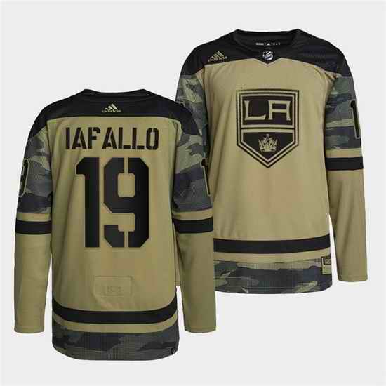 Men Los Angeles Kings #19 Alex Iafallo 2022 Camo Military Appreciation Night Stitched jersey->los angeles kings->NHL Jersey