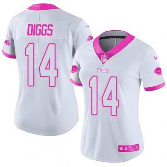 Women's Buffalo Bills #14 Stefon Diggs White Pink Color Rush Fashion NFL Nike Limited Jersey->women nfl jersey->Women Jersey